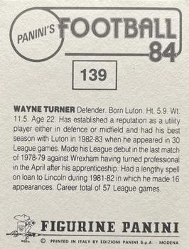 1983-84 Panini Football 84 (UK) #139 Wayne Turner Back