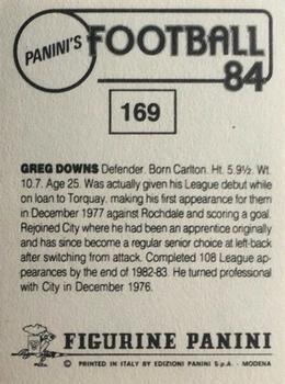1983-84 Panini Football 84 (UK) #169 Greg Downs Back