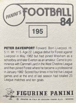 1983-84 Panini Football 84 (UK) #195 Peter Davenport Back