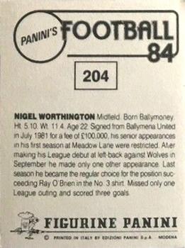 1983-84 Panini Football 84 (UK) #204 Nigel Worthington Back