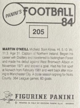 1983-84 Panini Football 84 (UK) #205 Martin O'Neill Back