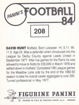 1983-84 Panini Football 84 (UK) #208 David Hunt Back