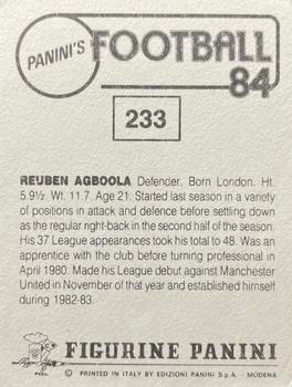 1983-84 Panini Football 84 (UK) #233 Reuben Agboola Back