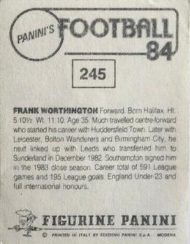 1983-84 Panini Football 84 (UK) #245 Frank Worthington Back