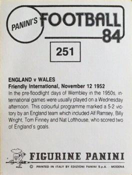 1983-84 Panini Football 84 (UK) #251 England v Wales 1952 Back