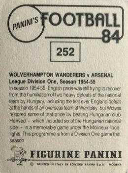 1983-84 Panini Football 84 (UK) #252 Wolverhampton Wanderers v Arsenal 1954-55 Back