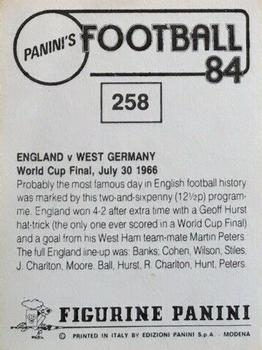 1983-84 Panini Football 84 (UK) #258 England v West Germany 1966 Back