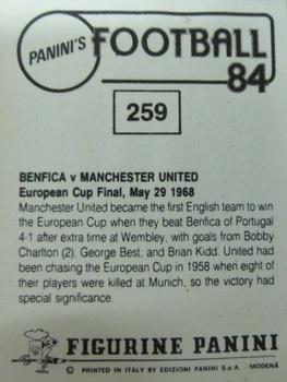 1983-84 Panini Football 84 (UK) #259 Benfica v Manchester United 1968 Back