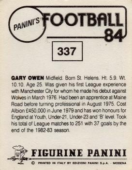 1983-84 Panini Football 84 (UK) #337 Gary Owen Back