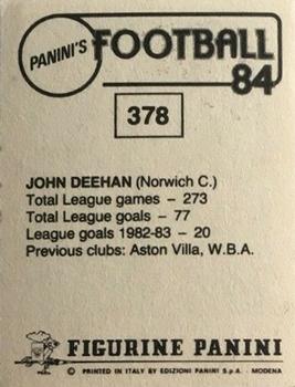 1983-84 Panini Football 84 (UK) #378 John Deehan Back