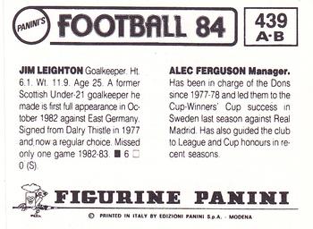 1983-84 Panini Football 84 (UK) #439 Alex Ferguson / Jim Leighton Back