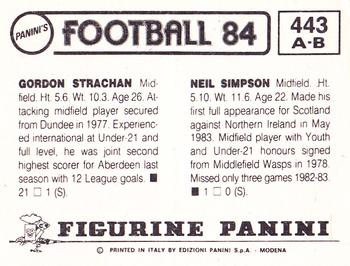 1983-84 Panini Football 84 (UK) #443 Neil Simpson / Gordon Strachan Back