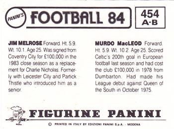 1983-84 Panini Football 84 (UK) #454 Murdo MacLeod / Jim Melrose Back