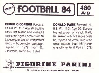 1983-84 Panini Football 84 (UK) #480 Donald Park / Derek O'Connor Back