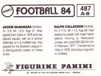 1983-84 Panini Football 84 (UK) #487 Ralph Callachan / Jackie McNamara Back