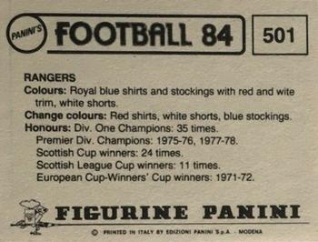 1983-84 Panini Football 84 (UK) #501 Rangers Team Group Back