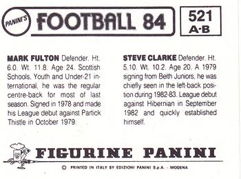1983-84 Panini Football 84 (UK) #521 Steve Clarke / Mark Fulton Back
