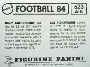1983-84 Panini Football 84 (UK) #523 Lex Richardson / Billy Abercromby Back