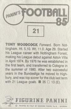 1984-85 Panini Football 85 (UK) #21 Tony Woodcock Back