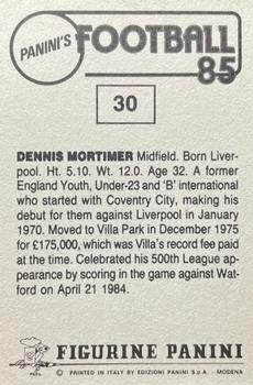 1984-85 Panini Football 85 (UK) #30 Dennis Mortimer Back