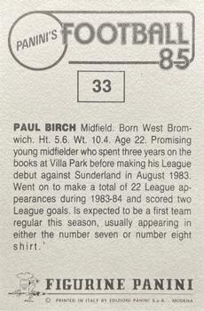 1984-85 Panini Football 85 (UK) #33 Paul Birch Back