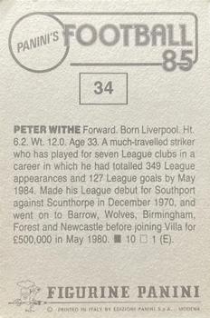1984-85 Panini Football 85 (UK) #34 Peter Withe Back