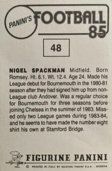 1984-85 Panini Football 85 (UK) #48 Nigel Spackman Back