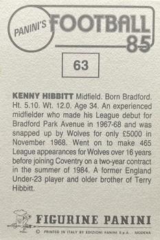 1984-85 Panini Football 85 (UK) #63 Kenny Hibbitt Back