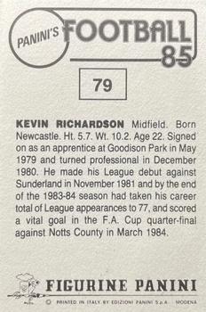 1984-85 Panini Football 85 (UK) #79 Kevin Richardson Back