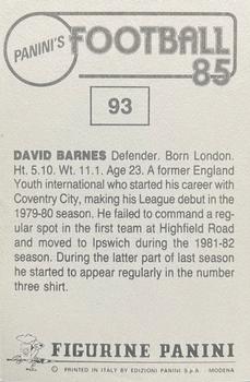 1984-85 Panini Football 85 (UK) #93 David Barnes Back