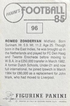 1984-85 Panini Football 85 (UK) #96 Romeo Zondervan Back