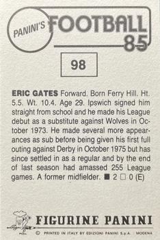 1984-85 Panini Football 85 (UK) #98 Eric Gates Back