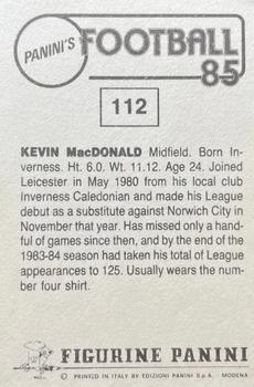 1984-85 Panini Football 85 (UK) #112 Kevin MacDonald Back