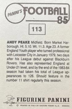 1984-85 Panini Football 85 (UK) #113 Andy Peake Back