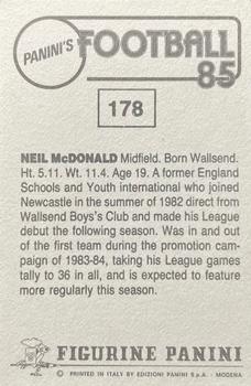 1984-85 Panini Football 85 (UK) #178 Neil McDonald Back