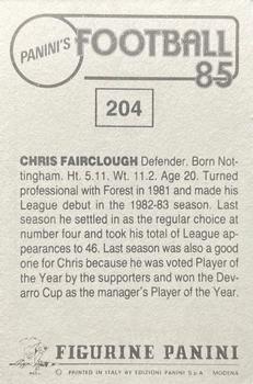 1984-85 Panini Football 85 (UK) #204 Chris Fairclough Back