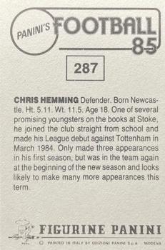 1984-85 Panini Football 85 (UK) #287 Chris Hemming Back