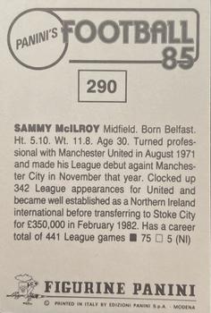 1984-85 Panini Football 85 (UK) #290 Sammy Mcllroy Back
