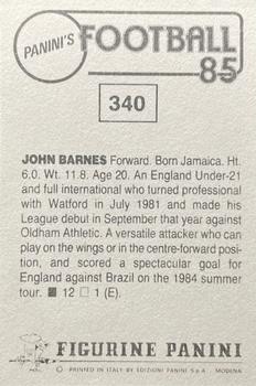 1984-85 Panini Football 85 (UK) #340 John Barnes Back