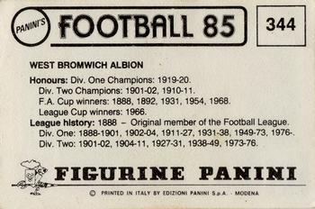 1984-85 Panini Football 85 (UK) #344 Team Photo Back