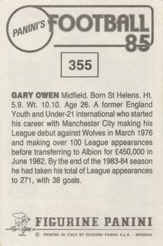 1984-85 Panini Football 85 (UK) #355 Gary Owen Back