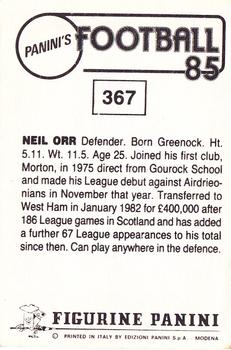 1984-85 Panini Football 85 (UK) #367 Neil Orr Back