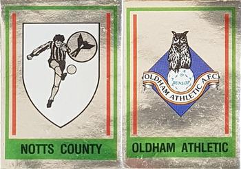 1984-85 Panini Football 85 (UK) #416 Notts County / Oldham Athletic Badge Front