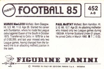 1984-85 Panini Football 85 (UK) #452 Paul McStay / Murdo MacLeod Back