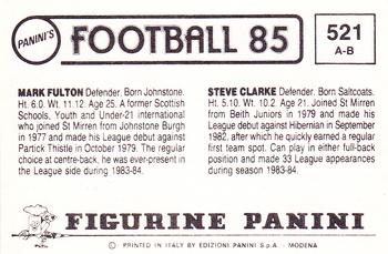 1984-85 Panini Football 85 (UK) #521 Steve Clarke / Mark Fulton Back
