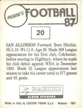 1986-87 Panini Football 87 (UK) #20 Ian Allinson Back