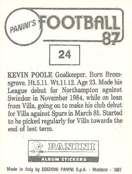 1986-87 Panini Football 87 (UK) #24 Kevin Poole Back