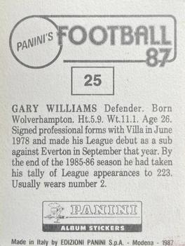 1986-87 Panini Football 87 (UK) #25 Gary Williams Back