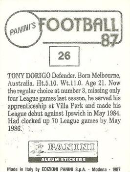 1986-87 Panini Football 87 (UK) #26 Tony Dorigo Back