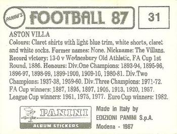 1986-87 Panini Football 87 (UK) #31 Team Photo Back